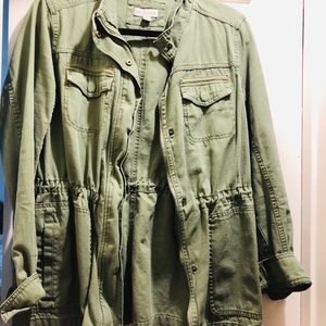 Army green denim jacket